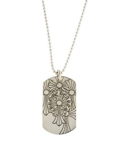 Pre-owned Chrome Hearts God Bless The World Dog Tag Pendant W/ball Chain Necklace, 30" In Multi