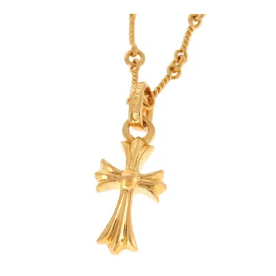 Pre-owned Chrome Hearts Gold Cross Chain Necklace