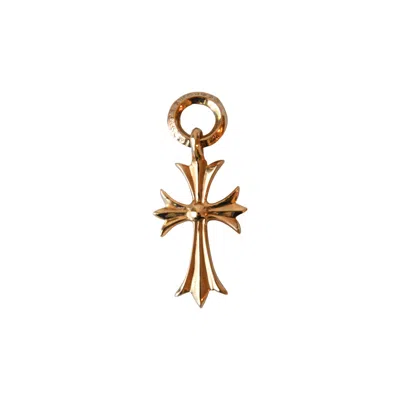 Chrome Hearts Gold Tiny Cross With B Ring Pendant In Purple