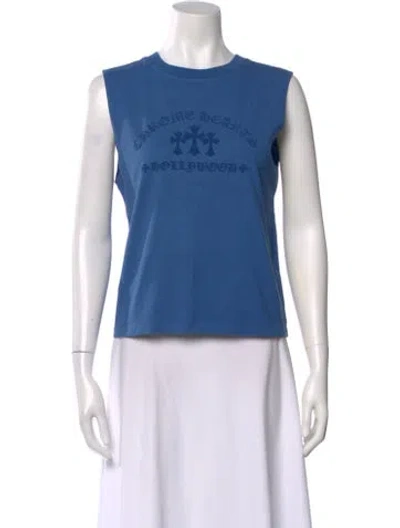 Pre-owned Chrome Hearts Graphic Print Crew Neck Top In Blue