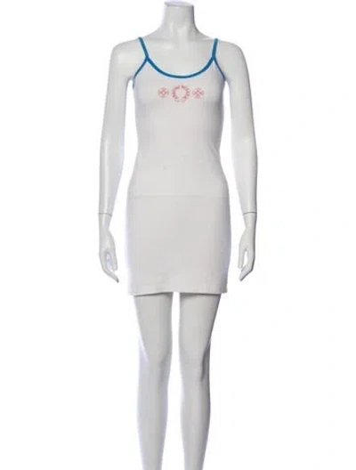 Pre-owned Chrome Hearts Graphic Print Mini Dress In White