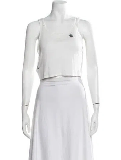 Pre-owned Chrome Hearts Graphic Print Scoop Neck Crop Top In White