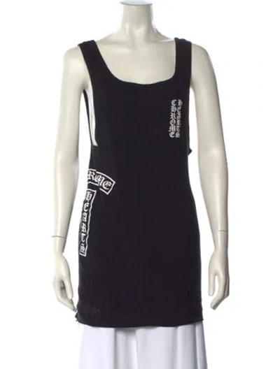Pre-owned Chrome Hearts Graphic Print Scoop Neck Top In Black