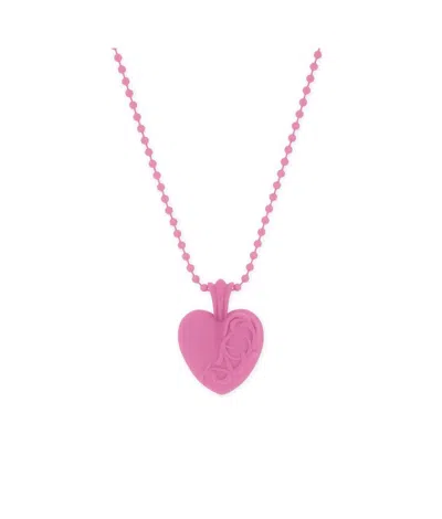 Pre-owned Chrome Hearts Gray Silichrome Pink Heart Pendant