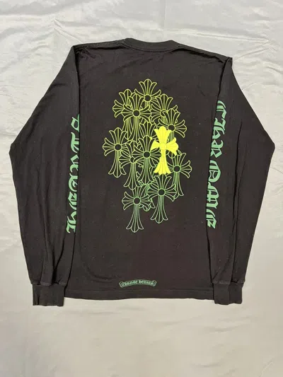 Pre-owned Chrome Hearts Green Cemetery Cross L/s T-shirt In Black/green