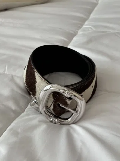 Pre-owned Chrome Hearts Gunslinger Pony Hair Zebra Belt In Multi