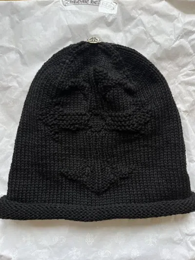 Pre-owned Chrome Hearts Hand Knit Cross Cashmere Beanie In Black