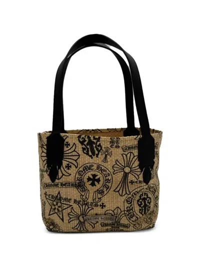 Chrome Hearts Handle Graphic Beach Bag In Brown