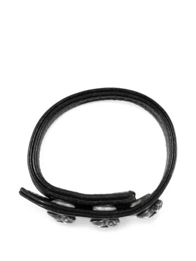Chrome Hearts Heart-embellished Leather Bracelet In Black