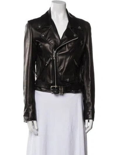 Pre-owned Chrome Hearts Hermes Lined Jj Dean Leather Biker Jacket In Black
