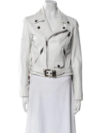 Pre-owned Chrome Hearts Hermes Lined Jj Dean Leather Biker Jacket In White