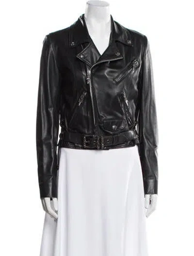 Pre-owned Chrome Hearts Hermès Scarf Lined Jj Dean Lamb Leather Biker Jacket In Black