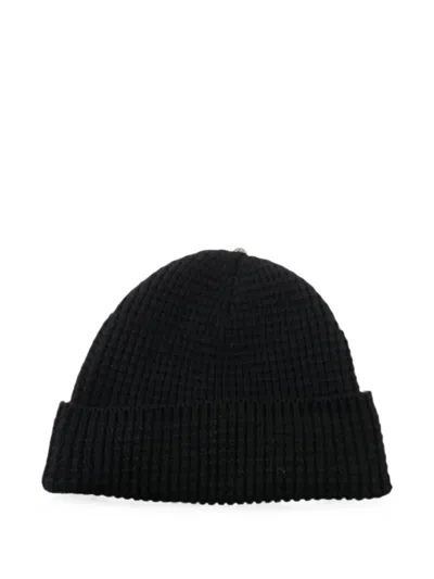 Chrome Hearts Hit & Run Waffle-knit Beanie Hat In Black