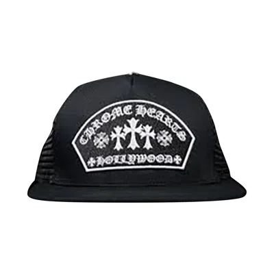 Pre-owned Chrome Hearts Hollywood Triple Cross Embroidered Trucker Cap 'black' | Men's Size Onesize