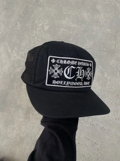 Pre-owned Chrome Hearts Hollywood Trucker Cap In Black
