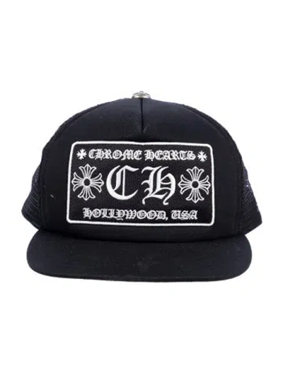 Pre-owned Chrome Hearts Hollywood Trucker Cap In Black