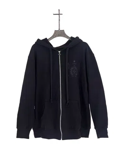 Chrome Hearts Hooded Zip-up Sweatshirt In Black