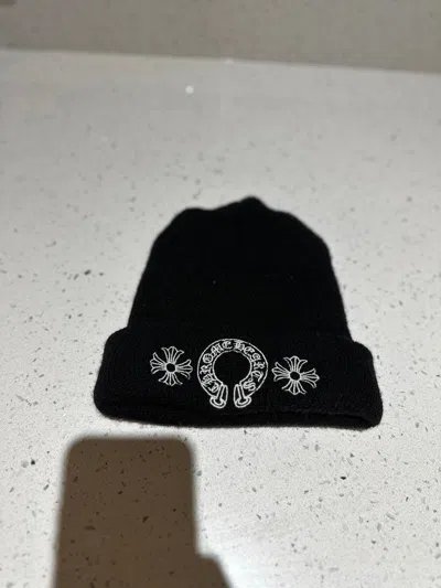 Pre-owned Chrome Hearts Horse Shoe Beanie In Black
