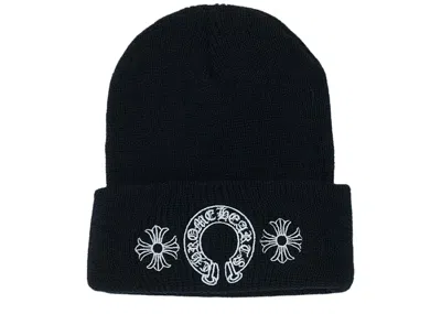 Pre-owned Chrome Hearts Horse Shoe Beanie In Black