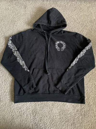 Pre-owned Chrome Hearts ‘horse Shoe Floral' Hoodie Size Small In Black