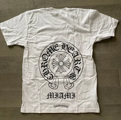 Pre-owned Chrome Hearts Horse Shoe Miami Ss Pocket Crewneck Tee White Size M ?✅