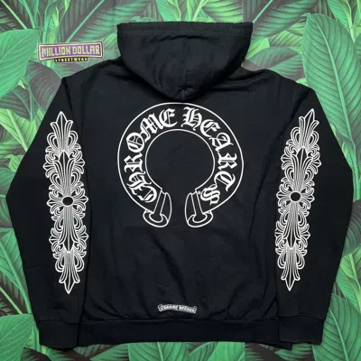 Pre-owned Chrome Hearts Horseshoe Floral Sleeve Pullover Hoodie In Black