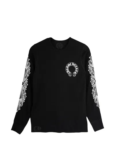 Chrome Hearts Horseshoe Floral Thermal T-shirt In Black