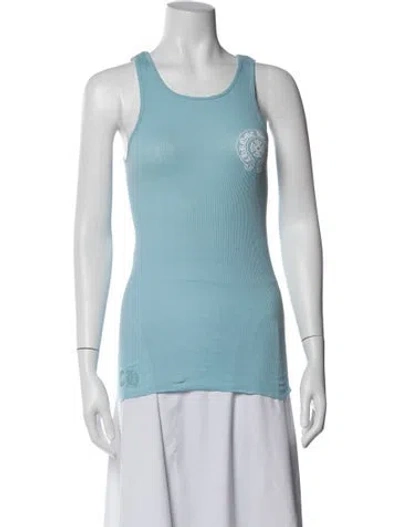 Pre-owned Chrome Hearts Horseshoe Graphic Print Top In Blue