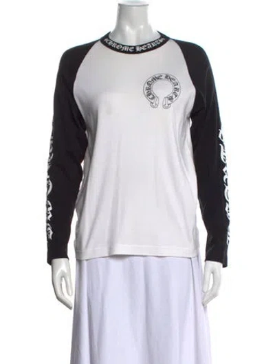 Pre-owned Chrome Hearts Horseshoe Logo Baseball Graphic Print T-shirt In White
