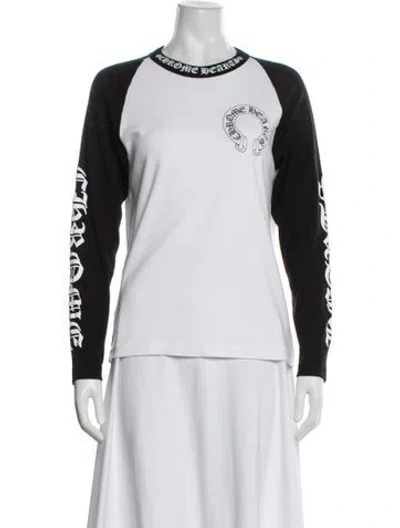 Pre-owned Chrome Hearts Horseshoe Logo Baseball Long Sleeve Graphic Print T-shirt In White