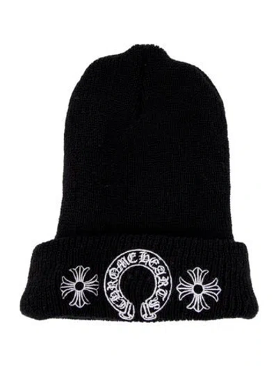 Pre-owned Chrome Hearts Horseshoe Logo Beanie In Black
