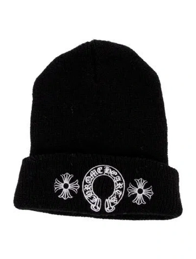 Pre-owned Chrome Hearts Horseshoe Logo Beanie In Black