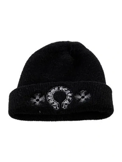 Pre-owned Chrome Hearts Horseshoe Logo Beanie In Black