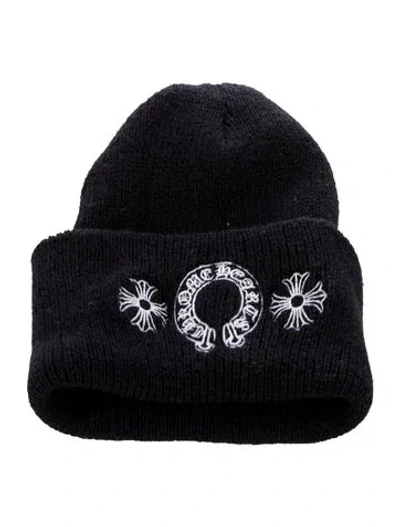 Pre-owned Chrome Hearts Horseshoe Logo Beanie In Black