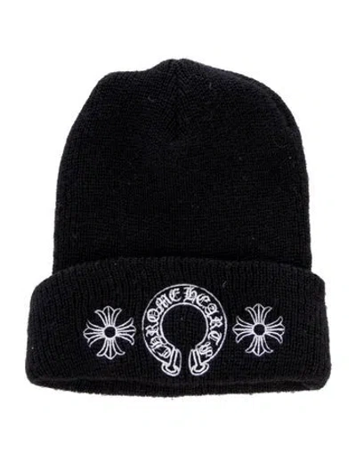 Pre-owned Chrome Hearts Horseshoe Logo Beanie In Black