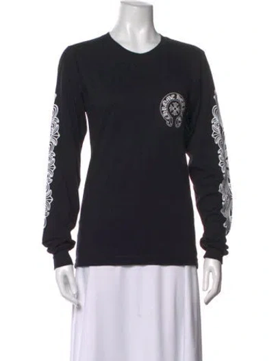 Pre-owned Chrome Hearts Horseshoe Logo Floral Graphic Print T-shirt In Black