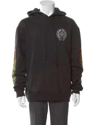 Pre-owned Chrome Hearts Horseshoe Logo Gradient Floral Graphic Print Hoodie In Gray
