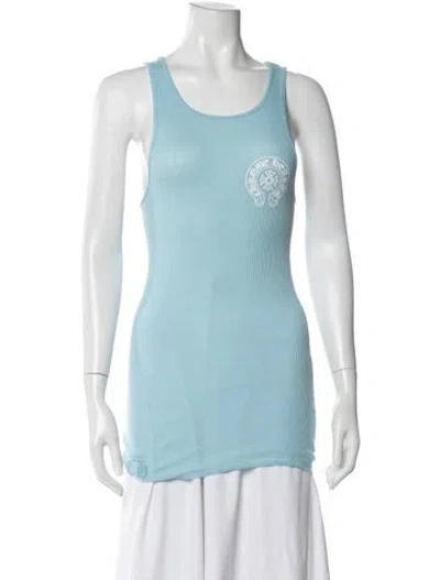 Pre-owned Chrome Hearts Horseshoe Logo Tank Graphic Print Top In Blue