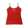 Chrome Hearts Horseshoe Logo Tank Top Red White In Red