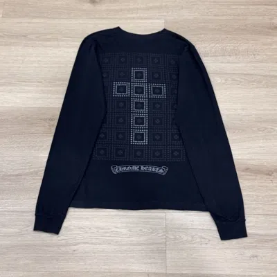 Pre-owned Chrome Hearts Huge Cross Back Long Sleeve In Black