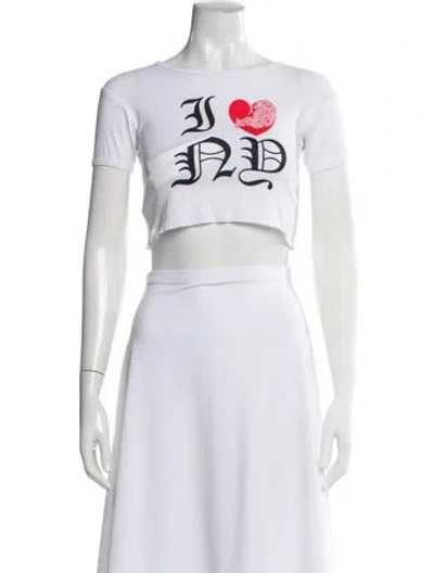 Pre-owned Chrome Hearts I Love Ny Graphic Print Crop Top In White