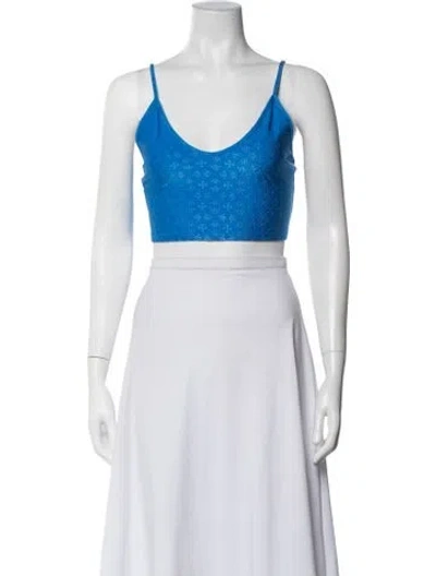 Pre-owned Chrome Hearts Jacquard Cross Patterned Crop Top In Blue