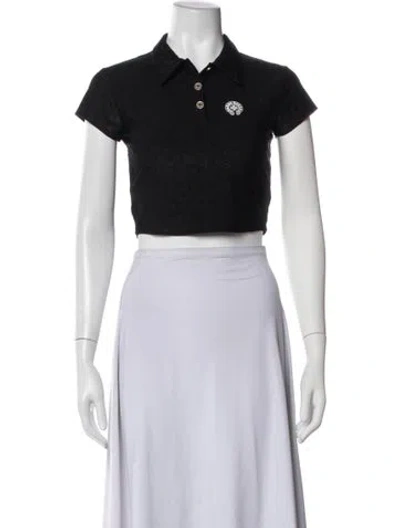 Pre-owned Chrome Hearts Jacquard Cross Patterned Polo In Black