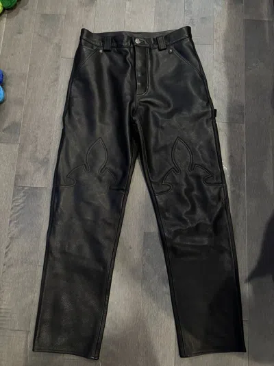 Pre-owned Chrome Hearts Jeans Size 30 Leather In Black