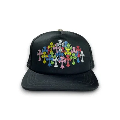 Pre-owned Chrome Hearts "king Taco" Multicolor Cross Trucker Hat In Black