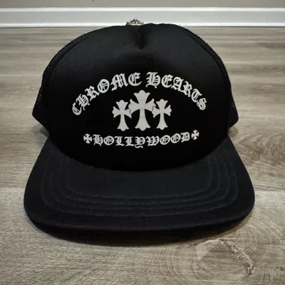 Pre-owned Chrome Hearts King Taco Trucker Hat In Black
