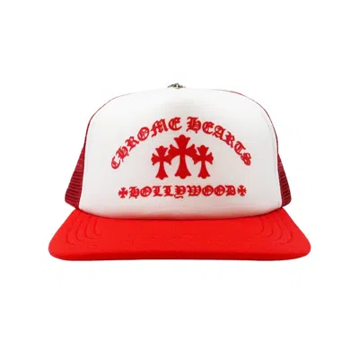 Pre-owned Chrome Hearts King Taco Trucker Hat In Red/white