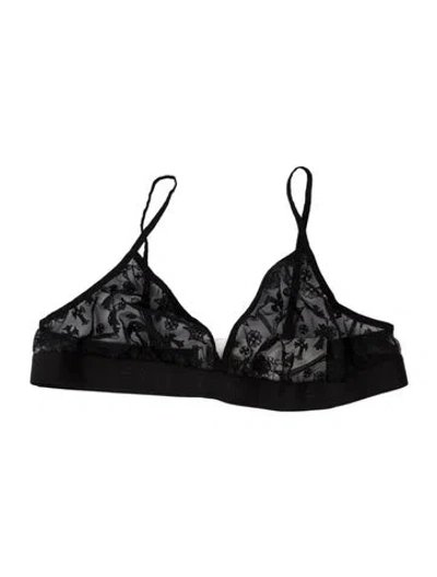 Pre-owned Chrome Hearts Lace Pattern V-neck Sports Bra In Black