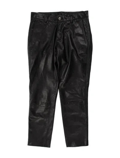 Pre-owned Chrome Hearts Lamb Leather Straight Leg Pants In Black