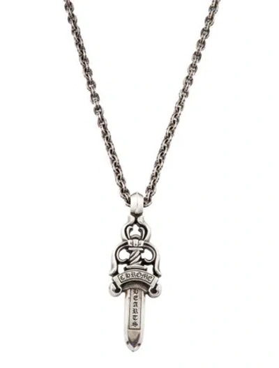 Pre-owned Chrome Hearts Large Dagger Pendant With Paper Chain Necklace, 20" In Multi